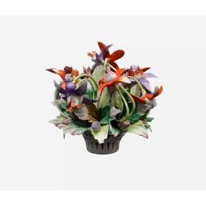 Antique Capodimonte Fuchsia Flower Basket Italian Porcelain Centerpiece